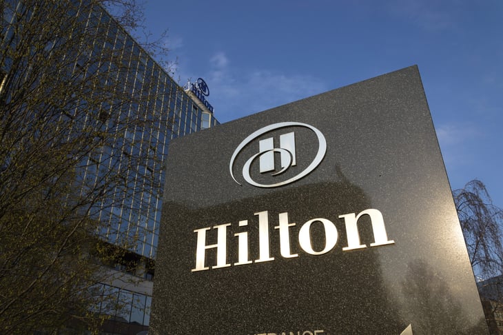 Hilton Hotels sign.