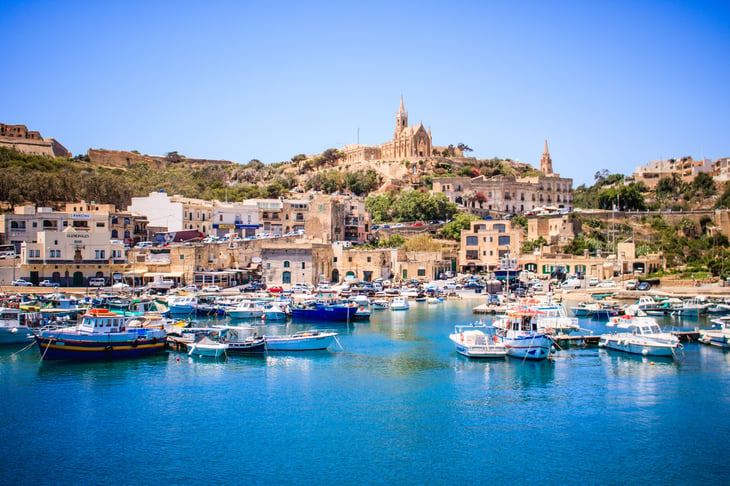 Gozo island, Malta from a boat