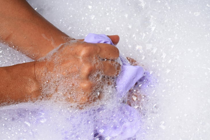 Hand washing laundry