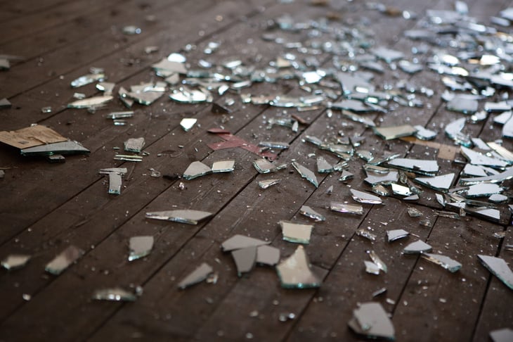 shattered glass on ground