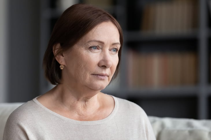 Unhappy woman in retirement