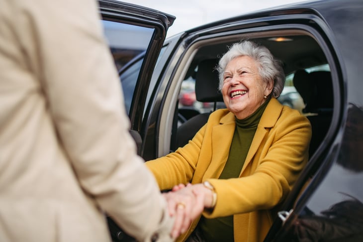 Senior lady with her caregiver