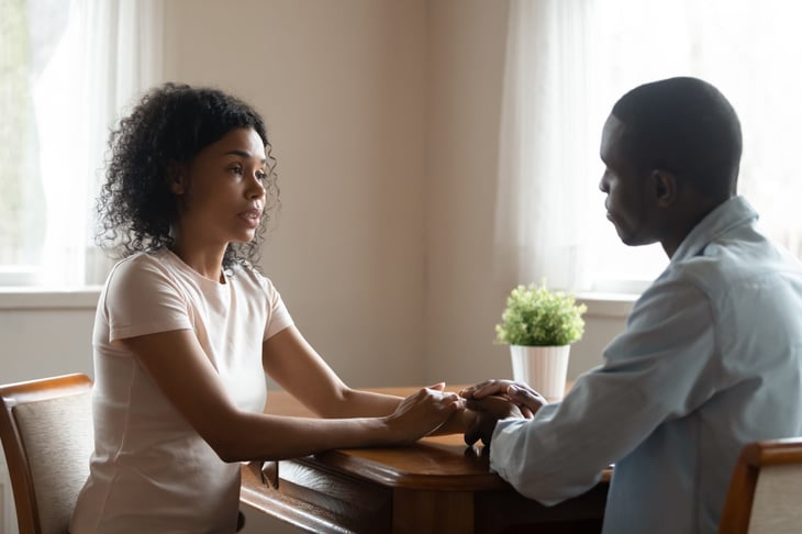 Couple having a serious conversation.
