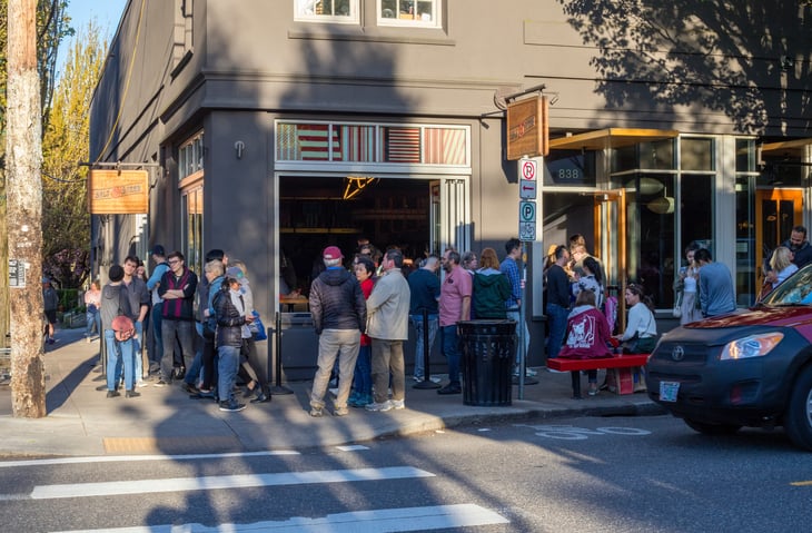 line of loyal locals and tourists to Salt and Straw, a ice cream shop based in Portland