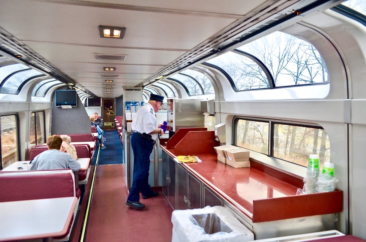 Amtrak lounge and observation car enroute from Sanford,Florida to Lorton Virgina on 22 February 2018.