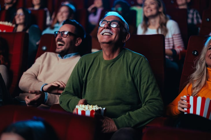 Older man at the movie theater