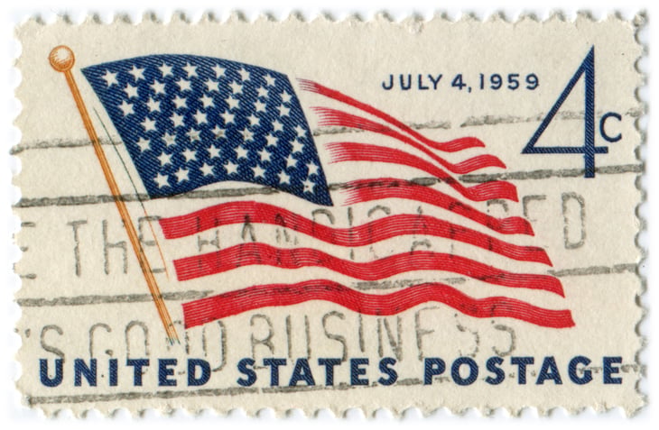 4-cent American flag postage stamp from 1959