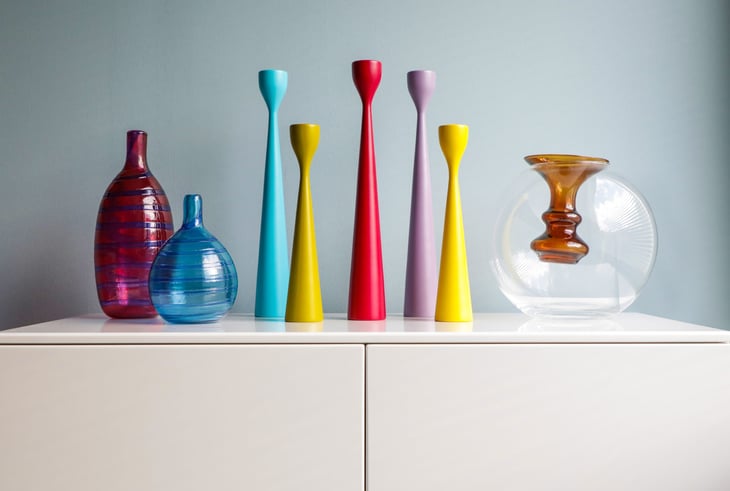 Set of colorful artistic vases