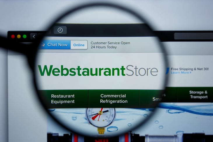 WEBSTAURANT STORE website homepage of the restaurant supply store