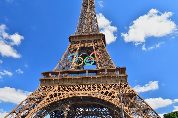 Olympic Symbol on the Eiffel Tower.