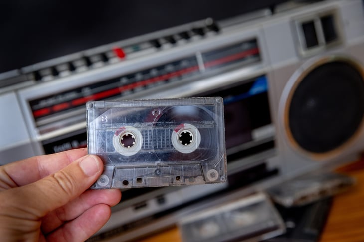Cassette tape and boom box