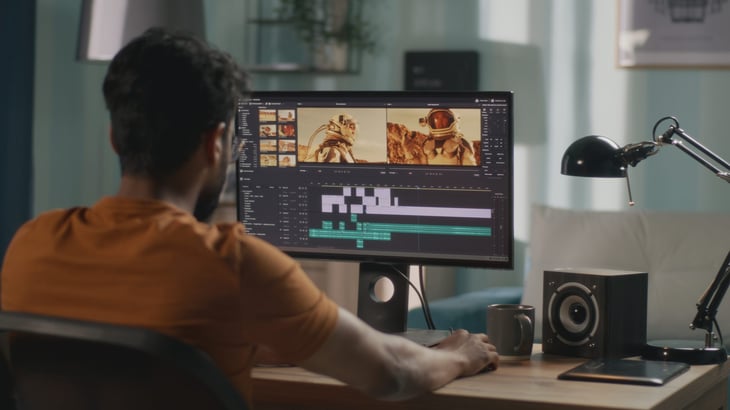 Man editing a video