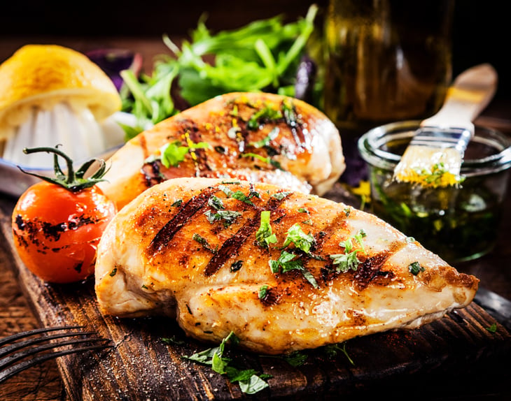 Grilled chicken breasts with marinade