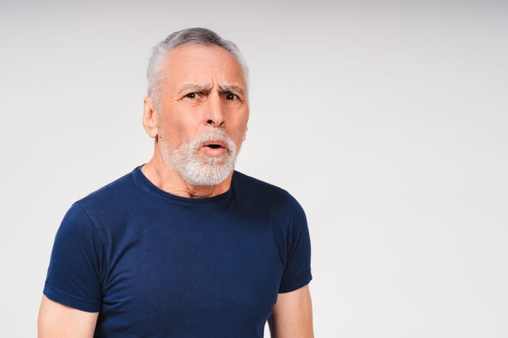 Senior man worried about retirement