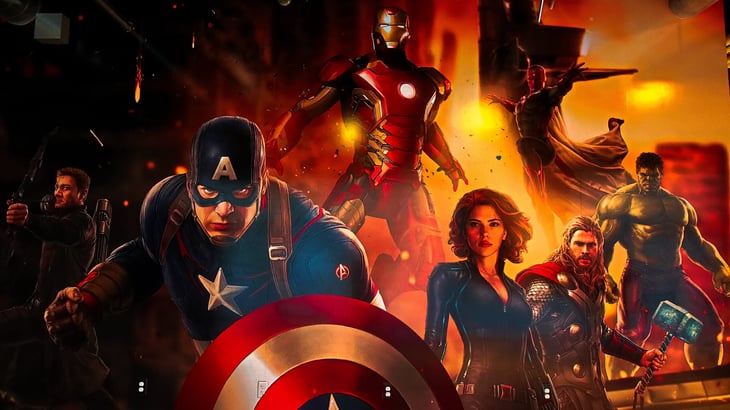 Marvel superheroes at the Avengers Station complex in Las Vegas.