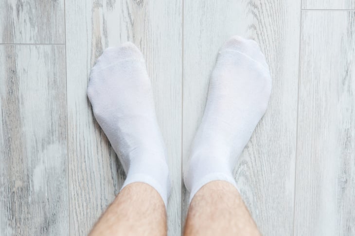 Feet in white socks