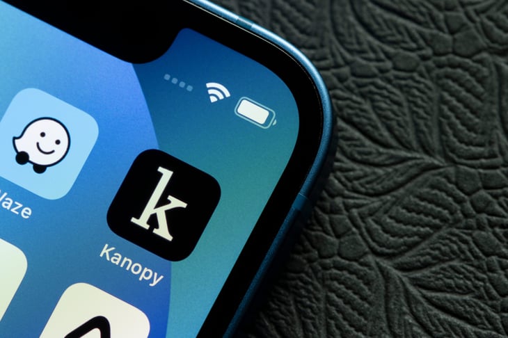 Kanopy mobile app icon is seen on an iPhone.