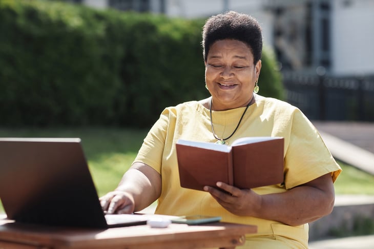 Senior woman reading a book
