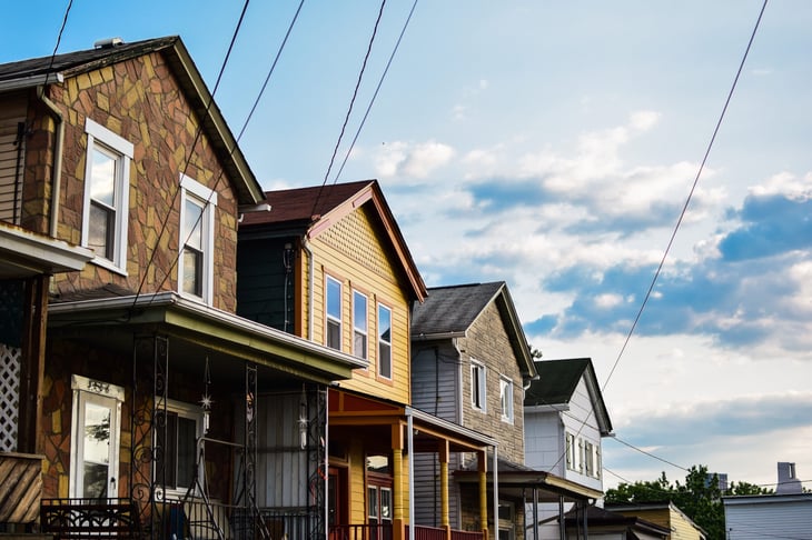 Homes on a suburban Street in Shadyside, Pittsburgh