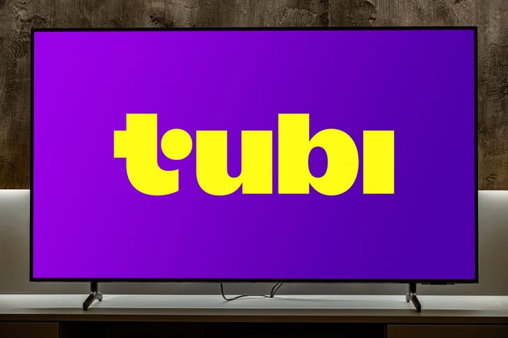 Flat-screen TV set displaying the Tubi logo