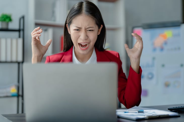 Unhappy worker in and office