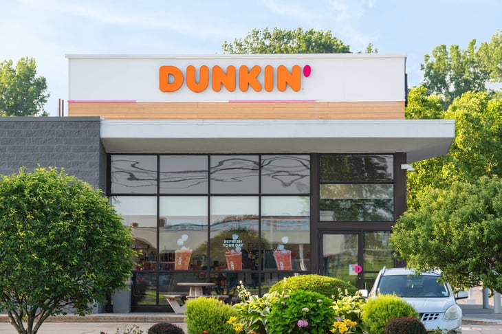 Dunkin' Donuts storefront in Marcy, NY in July 2025.