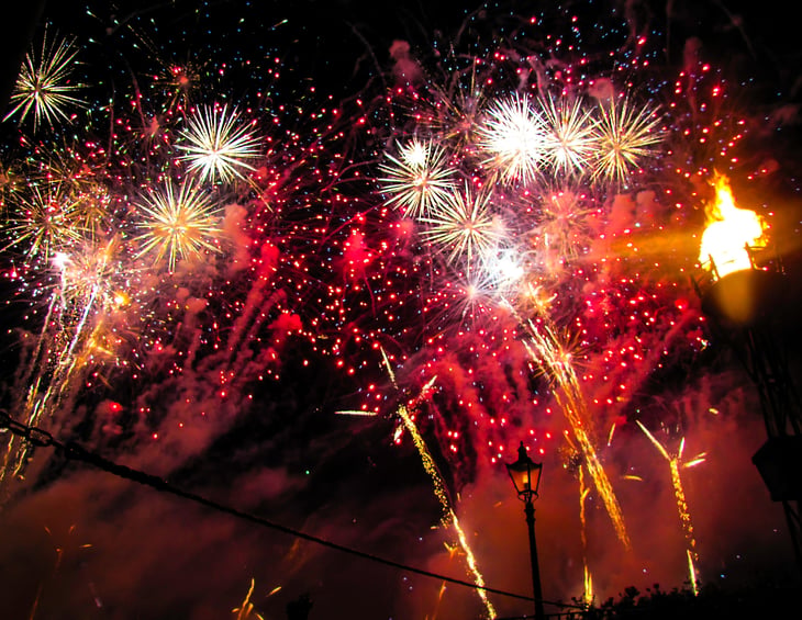 Colorful Fireworks Show at Disney World