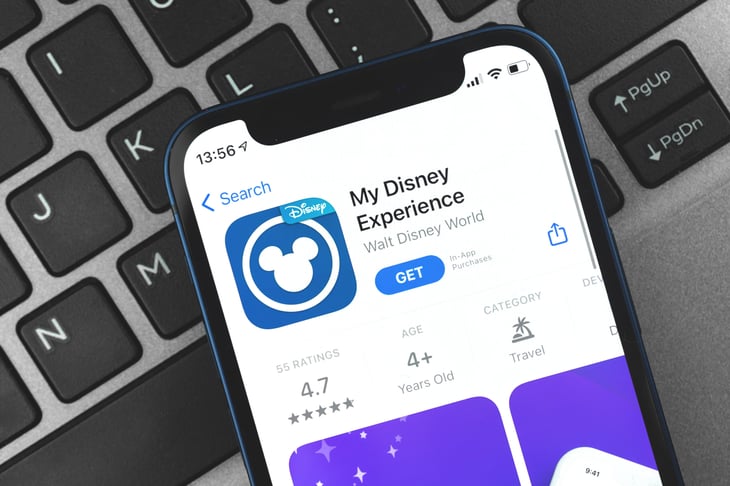 My Disney Experience application on the screen of Apple iPhone
