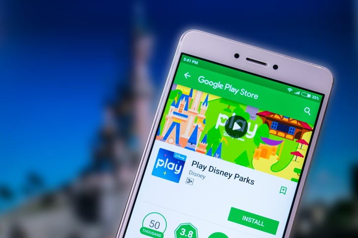 Play Disney Parks new mobile app on smartphone screen.