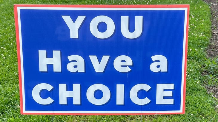 Oxford, Maryland, USA-June 7, 2024: A political sign produced by town commissioner candidate Josh Coder.