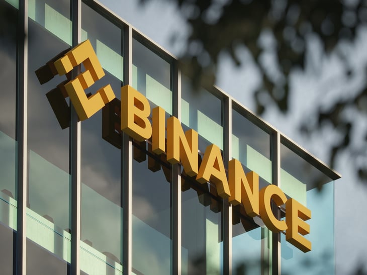 Binance logo on the facade of the headquarters