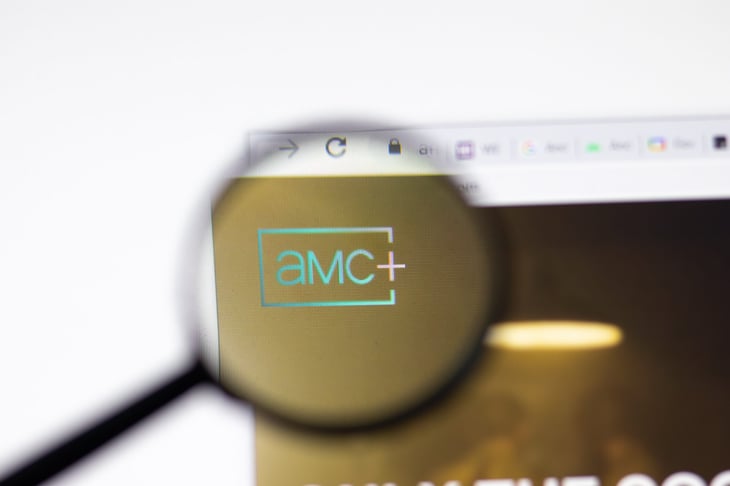 AMC+ logo on a laptop screen