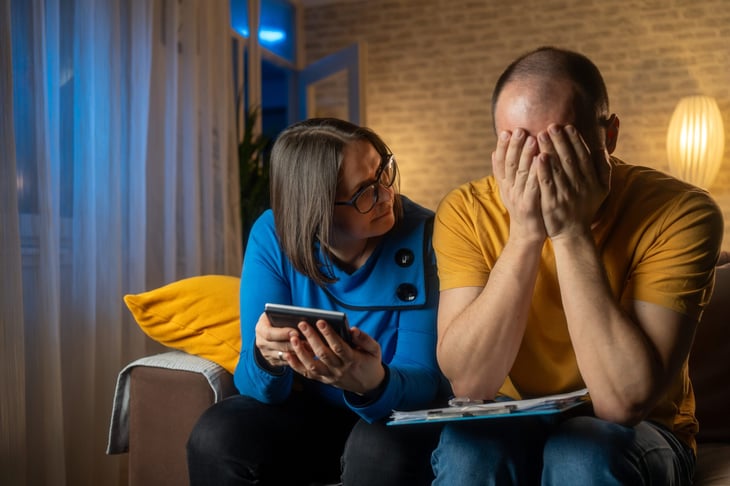 Stressed couple worried about their property taxes