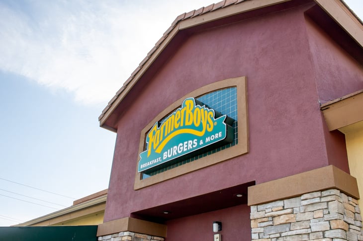 Farmer Boys burger chain location in Los Angeles, California.