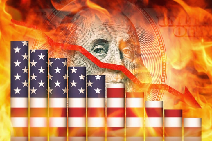 Recession and inflation in US economy. Financial crisis
