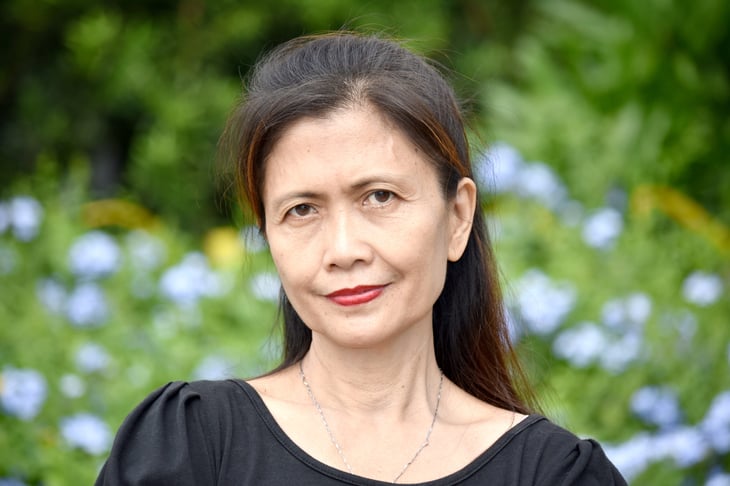 mature woman somber