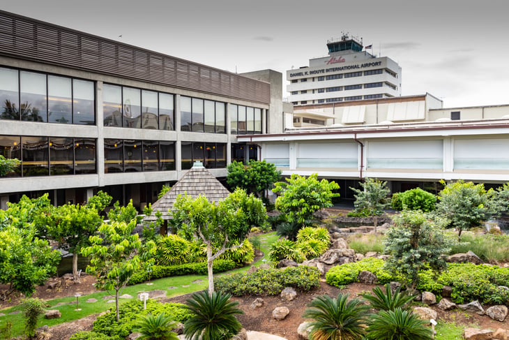 Cultural gardens at the Daniel K. Inouye International Airport in Honolulu, Hawaii