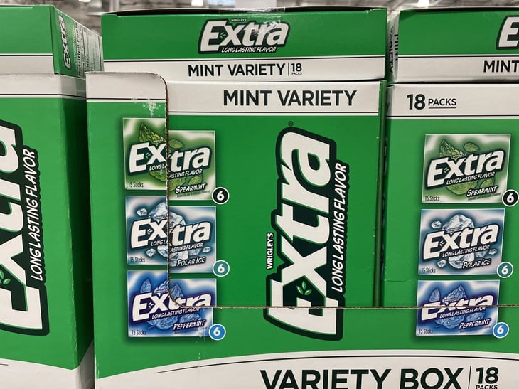 Boxes of Extra Gum for sale in Costco