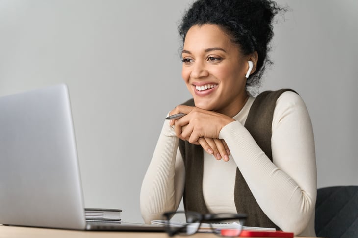 Woman working from home.