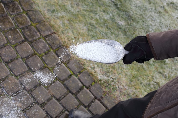 Scattering salt in winter for deicing