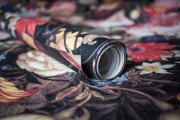 Rolls of floral wallpaper