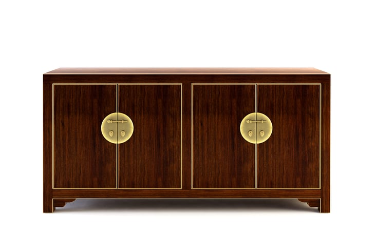 Antique wooden cabinet with brass trimmings