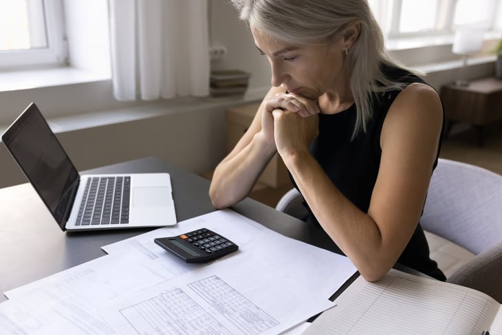 Woman trying to figure out her tax bill