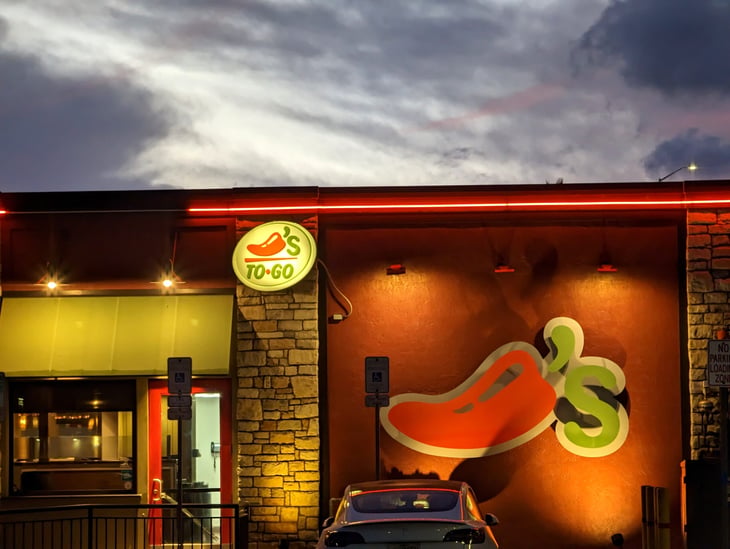 Chili's To Go restaurant at dusk