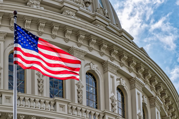 U.S. Capitol dome with an American flag