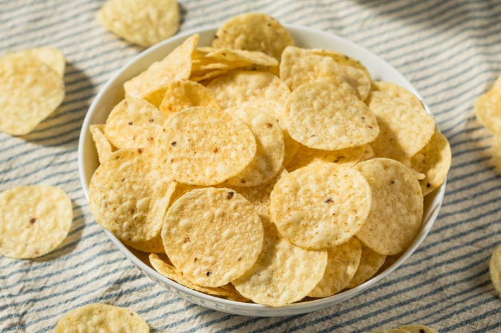 Bowl of circle tortilla chips
