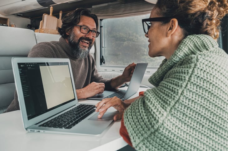 Couple working and living the van life