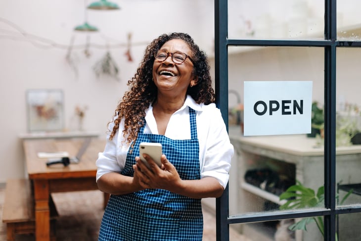 Successful senior female small business owner