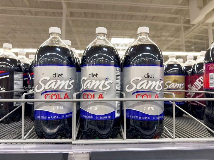 Diet Sam's Cola soda at Walmart