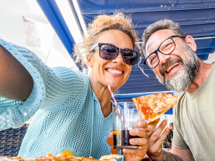 Happy couple at a restaurant
